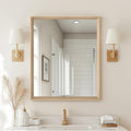 Oak Wood Effect Framed Wall Mirror, 30x36 Rectangle Mirror, 1/8"
