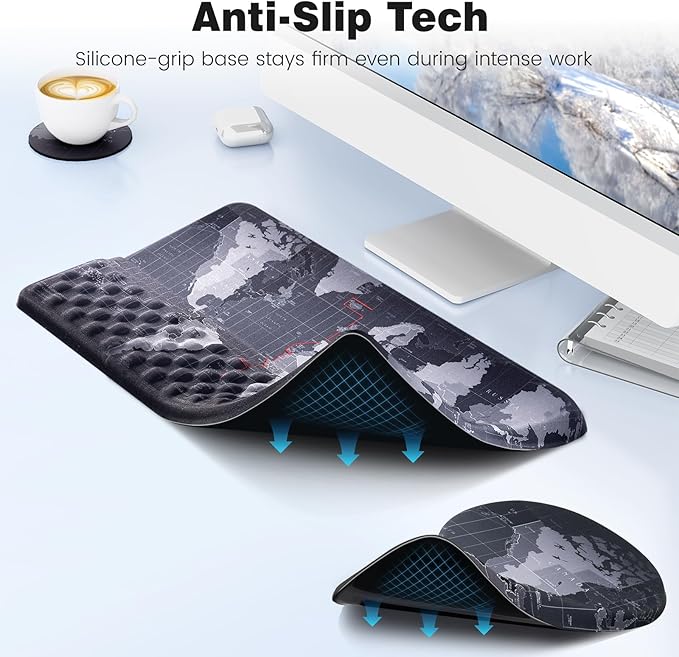 Ospelelf Ergonomic Mouse Pad and Keyboard Stand Wrist Rest Set, Memory Foam