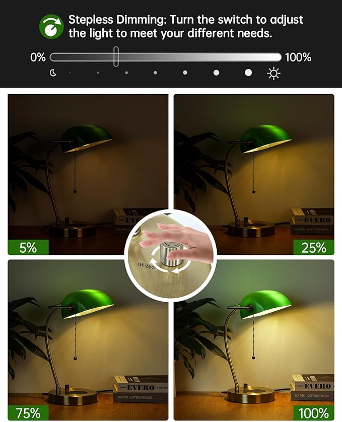 Newrays Green Glass Bankers Desk Lamp
