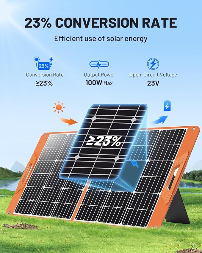 100W Portable Solar Panel for Power Station, 19.8V Foldable Solar Charger