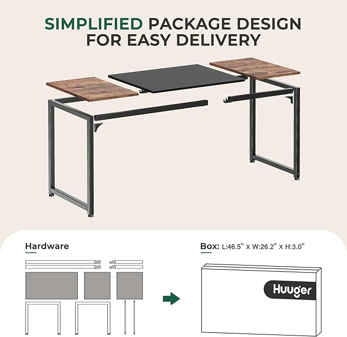 Huuger Computer Desk, 63 Inch Office Desk, Gaming Desk