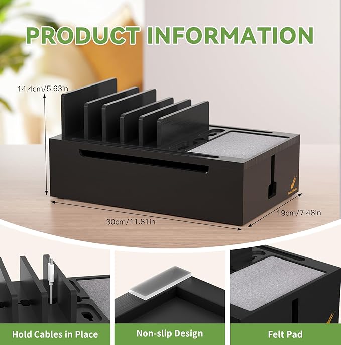 Pezin & Hulin Bamboo Charging Station, Electronic Devices Organizer
