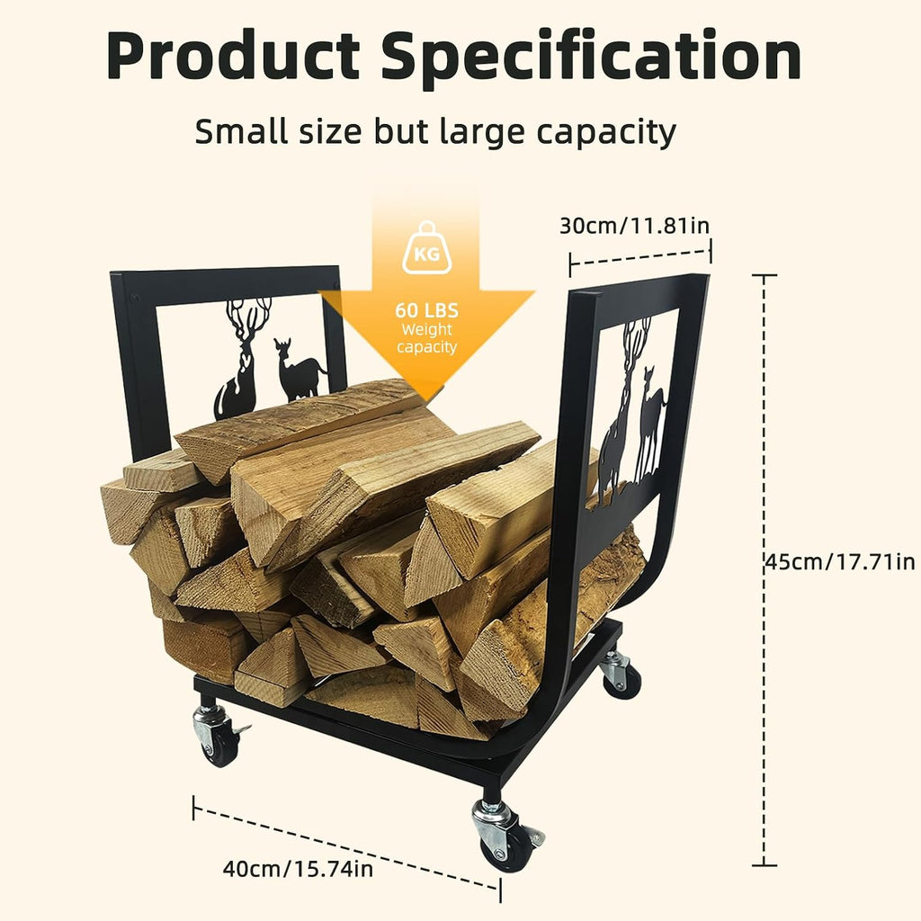 firewood rack, powder coated steelwaterproof and rust proof shown in use