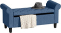 HOMCOM 47" Storage Ottoman End of Bed Bench with Rolled Arms Blue