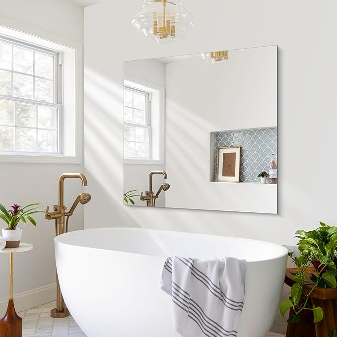CILIBER Frameless Wall Mirror, 36x36 inch Square Bathroom Mirrors