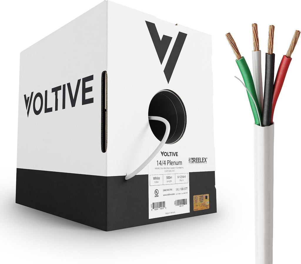 Voltive 14/4 Speaker Wire, Plenum CL3P, 500ft