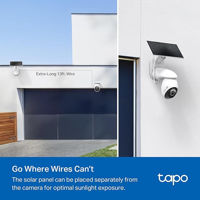 Tapo 4K Outdoor Camera Wireless, Battery Camera w/Solar Panel, 360° View