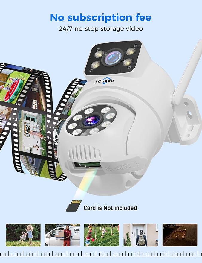 Hiseeu 2 Pack Wireless Security Camera 5G/2.4G WiFi Dual Lens PTZ Camera