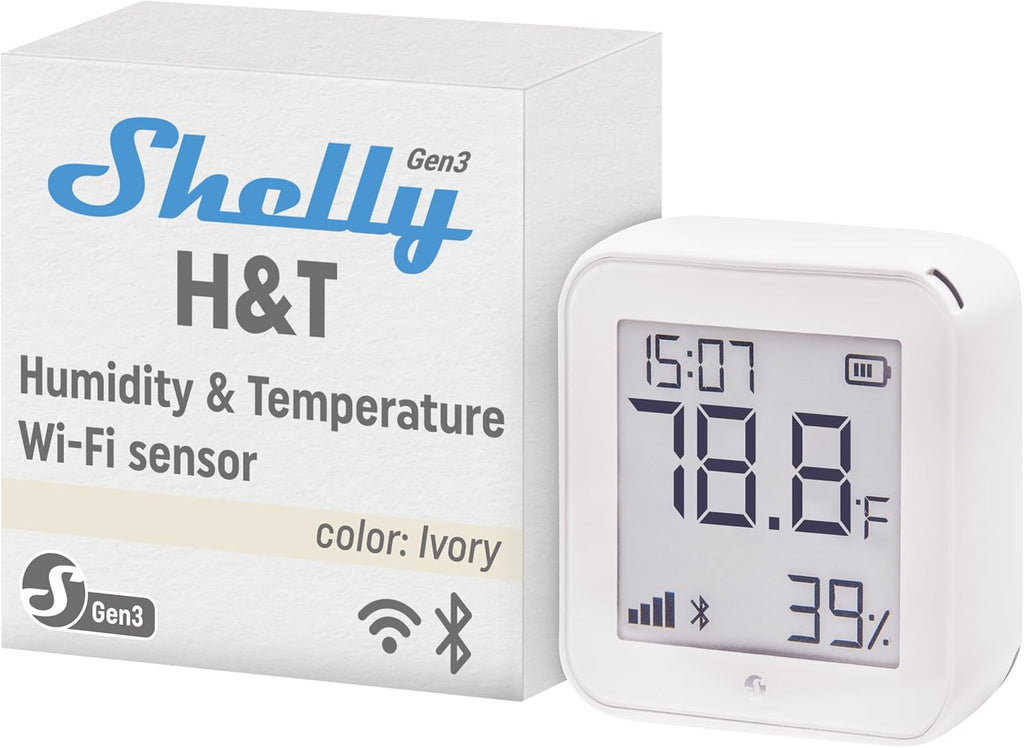 Shelly H&T Gen3 Ivory | Wi-Fi and Bluetooth Smart Temperature & Humidity Sensor