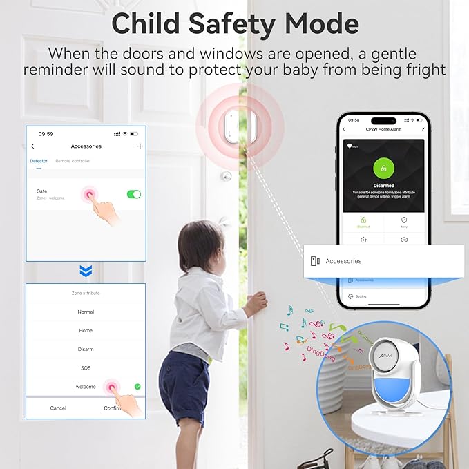 CPVAN WiFi Motion Sensor Alarm, 125dB Wireless DIY Smart PIR Motion Detector
