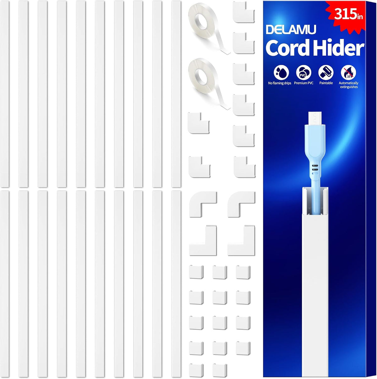 Delamu Cable Hider, 315in Cord Hider Cord Covers