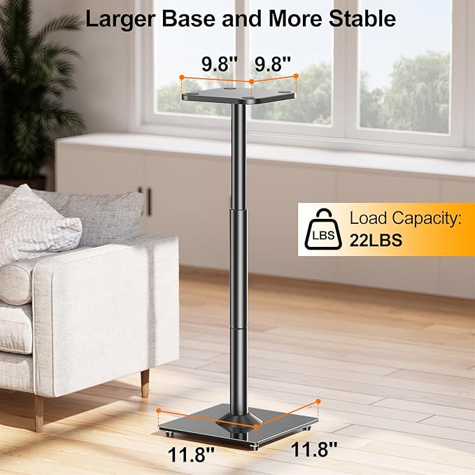 ELIVED Universal Speaker Stands Height Adjustable 28"-37.4", Bookshelf Speaker