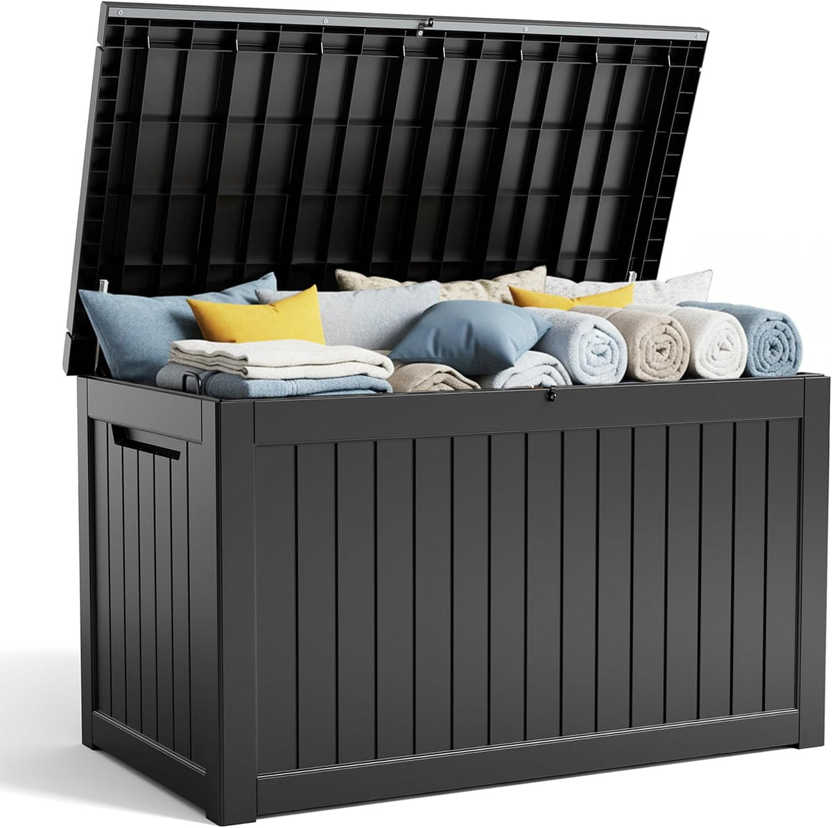 Deck Box - 280 Gallon Large Outdoor Storage Box, Waterproof Weatherproof Resin Container, UV Resistant & Lockable, Ideal for Patio Furniture, Pool Accessories & Outdoor Storage (Black)