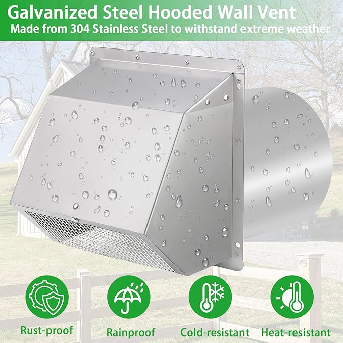 4 Inch Dryer Vent Cover Outside Hooded Wall Vent