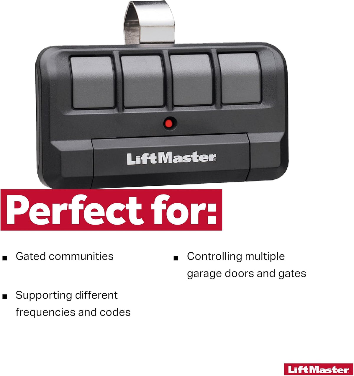 liftmaster 894lt 4-button learning garage door remote control, package contents