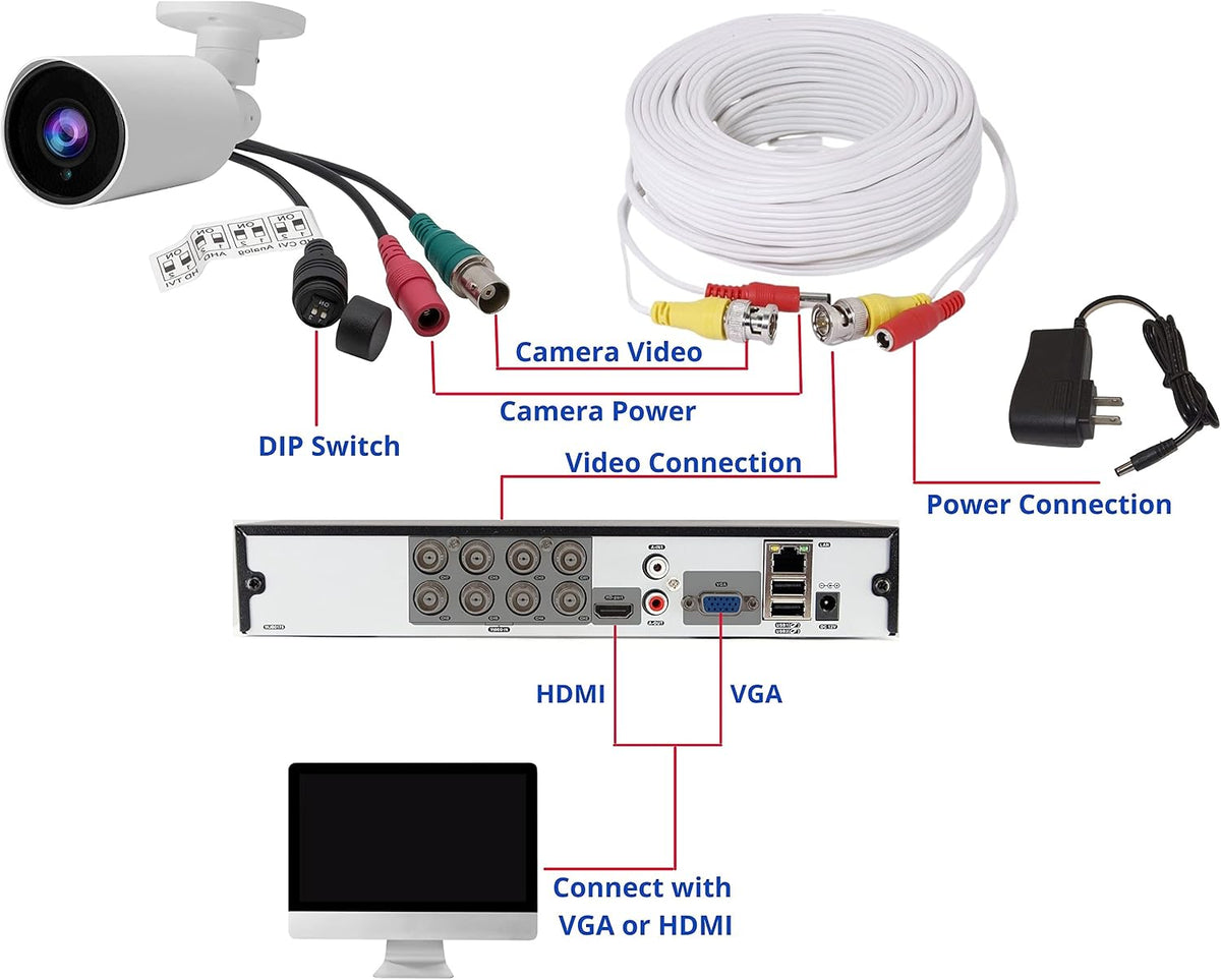 evertech 1080p hd bullet security camera outdoor indoor, front angle view