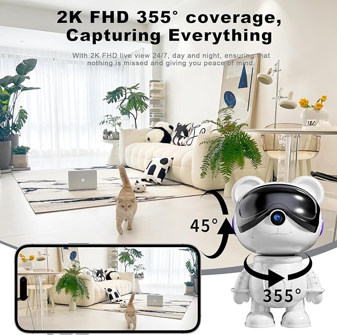 Dzcctvipc-Cute Bear-2K Wireless-Smart Robot-Home Security