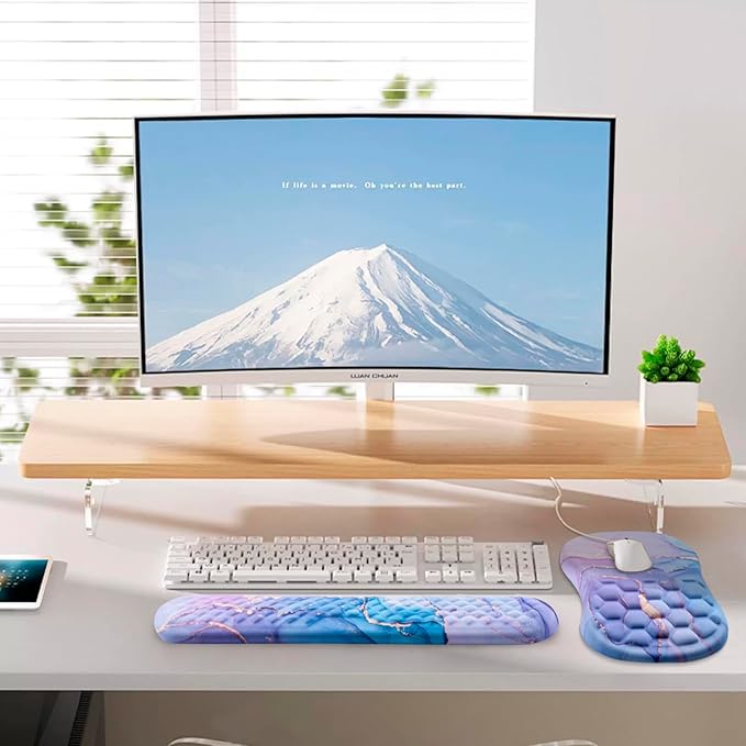 Mouse Pad Wrist Support, Laokiiy 2 in1 Keyboard Wrist Rest+ Ergonomic Mouse Pad