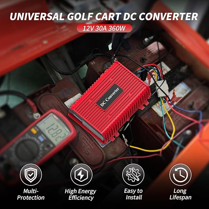 Universal 36V 48V to 12V Golf Cart Voltage Reducer DC Converter, 30A 360W DC