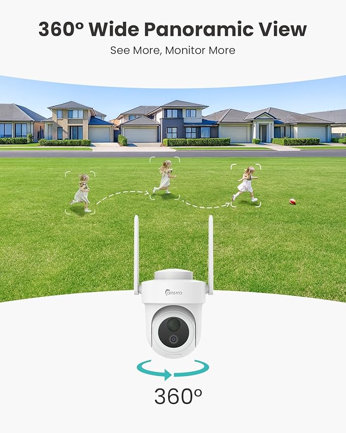 CAMSTRO 4K Security Cameras Wireless Outdoor No Subscription, 360° PTZ Home