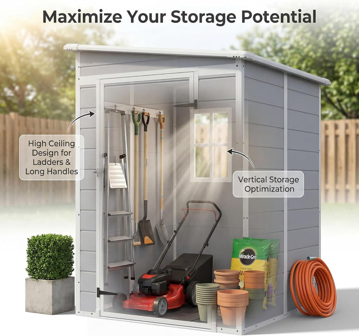 devoko 5 x 4 ft plastic outdoor storage, close-up detail