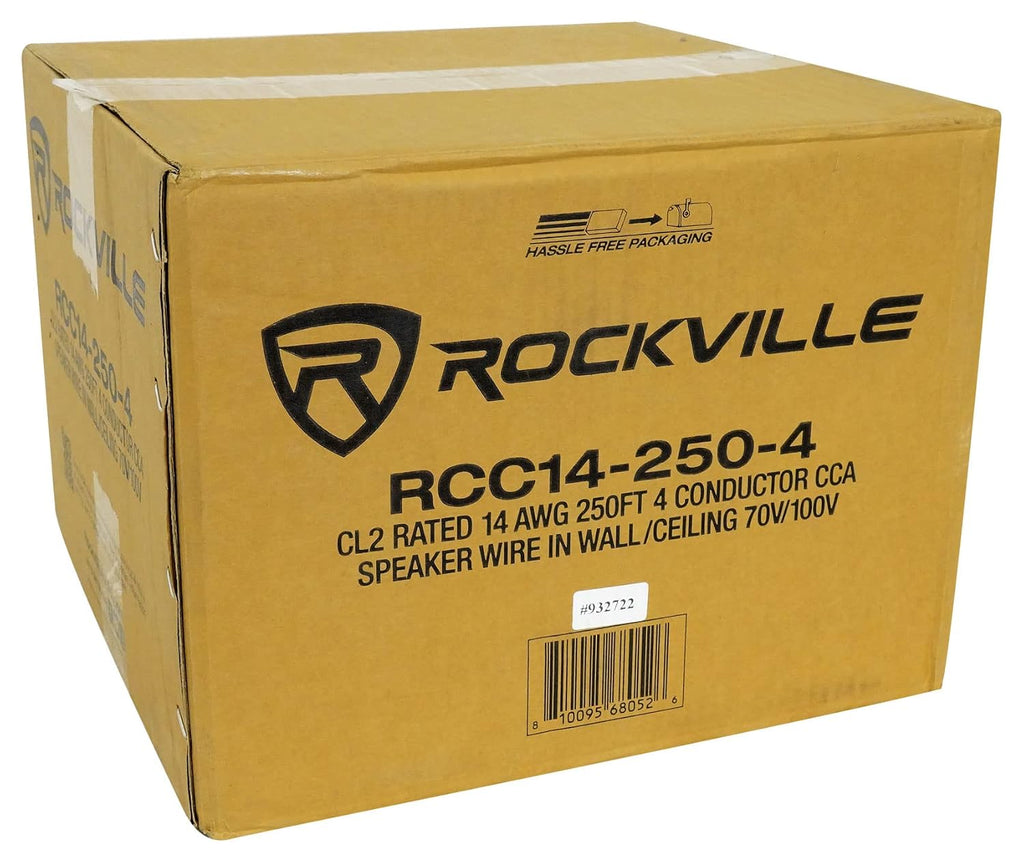 Rockville RCC14-250-4 CL2 14 AWG 250' 4 Conductor CCA Speaker Wire