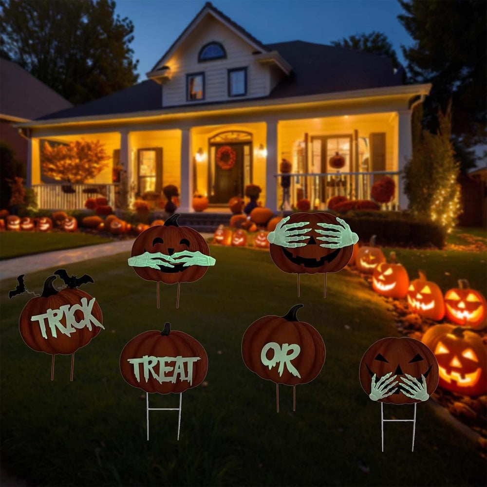 2Pack Glow in The Dark Halloween/Thanksgiving Garden Stakes – Stacked Pumpkin...