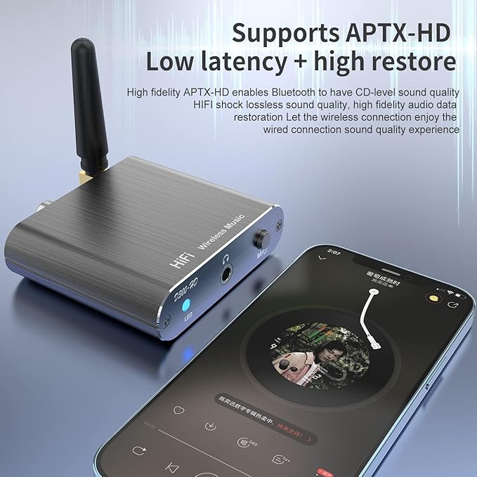 Bluetooth 5.2 Receiver Adapter for Old Home Stereo Receiver Speakers, Wireless