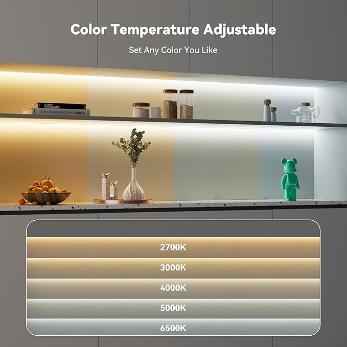 PAUTIX COB LED Strip Lights 2700K-6500K CCT Tunable White 24ft UL-Listed