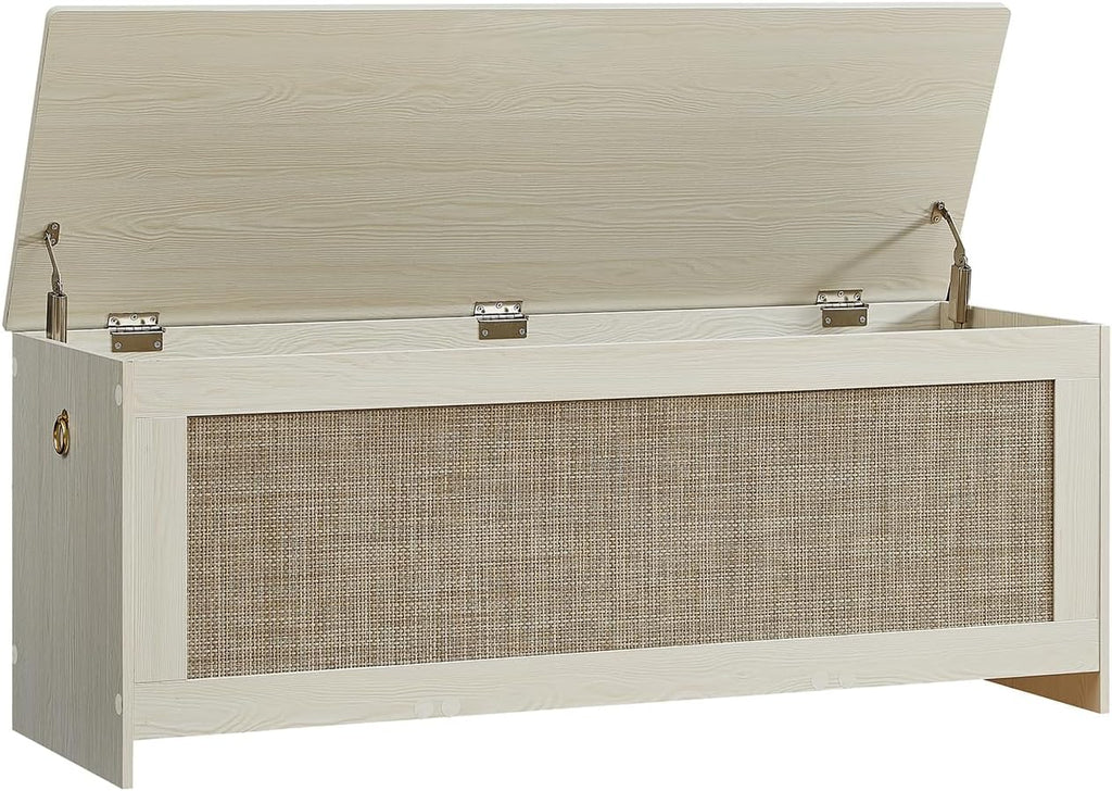 47.2" Storage Chest Extra Large,Rattan Storage Bench(White Cream)