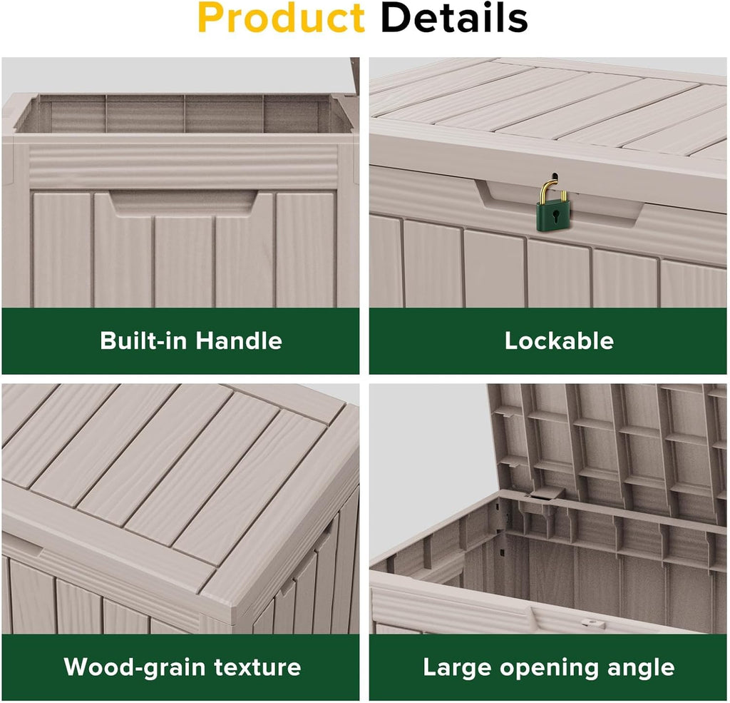 resin deck box outdoor storage box waterproof for showing dimensions
