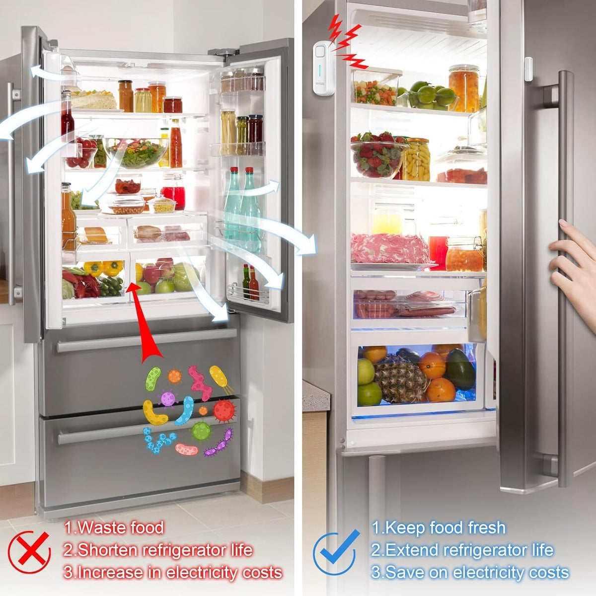 DAYTECH Refrigerator Door Alarm Freezer Door Left Open Alarm (3PCS)
