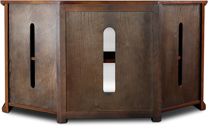 Leick Home 80385 Leaded Glass Three Door Corner TV Stand