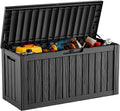 DRATO 80 Gallon Deck Box, Outdoor Storage Box for Patio Furniture, Patio Cushions, Gardening Tools, Pool Supplies 480lbs Weight Capacity, Waterproof Resin Storage Boxes (Black, 80 Gallon)