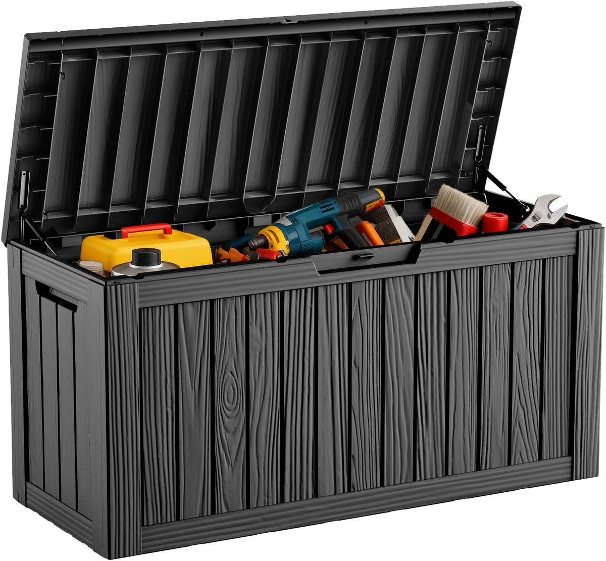 DRATO 80 Gallon Deck Box, Outdoor Storage Box for Patio Furniture, Patio Cushions, Gardening Tools, Pool Supplies 480lbs Weight Capacity, Waterproof Resin Storage Boxes (Black, 80 Gallon)
