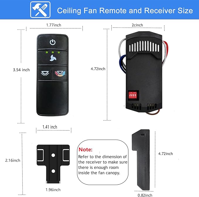 A25-TX028C Universal 3-Speed Ceiling Fan Remote Control Kit Replacement