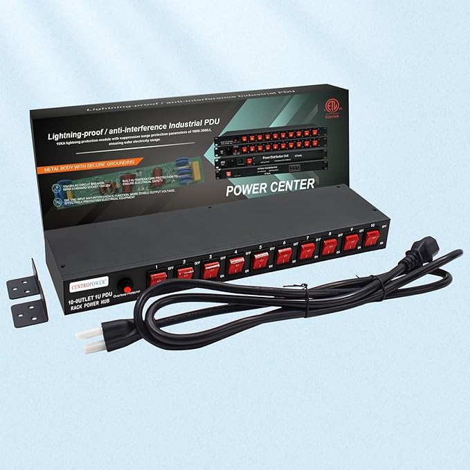 1U PDU Horizontal Rackmount Power Strip