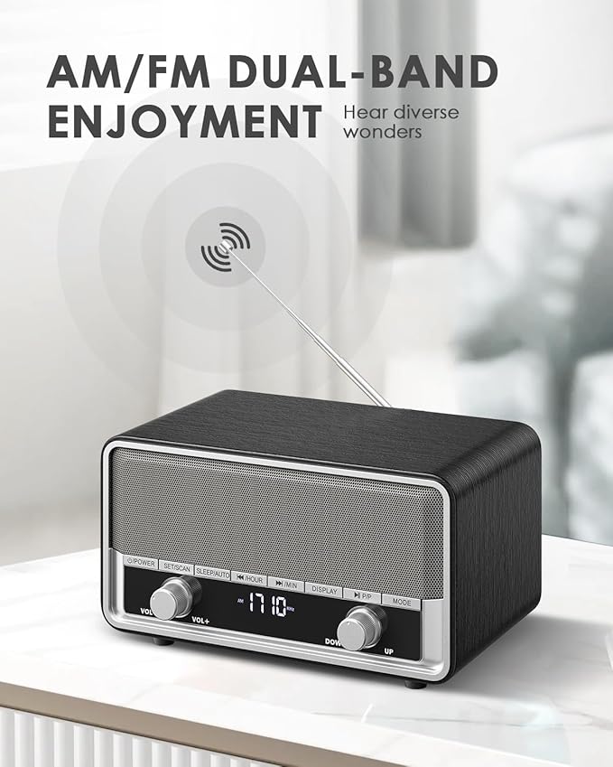Vintage Wood AM FM Clock Radio