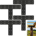 4 Pack T Post Timber Frame Brackets, 14"x10" T Flat Mending Plate