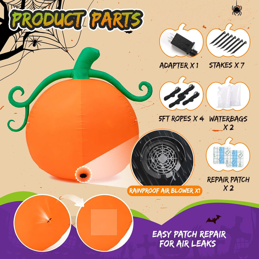 5FT Halloween Inflatables Pumpkin Outdoor Decorations Yard Decor