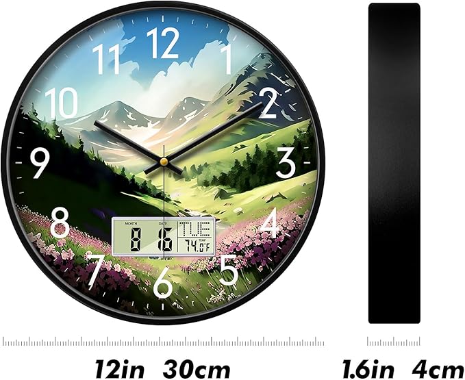 SCOAGE Digital Large Display Silent Wall Clock