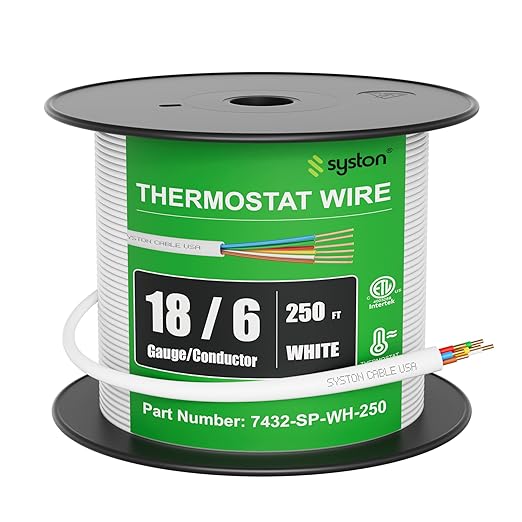 Syston 18/6 Thermostat Doorbell HVAC Heating Control Cable Wire, 100% Solid