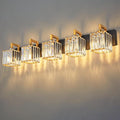 FDPBY Modern Bathroom Vanity Light 5-Lights Black Gold Crystal Wall Lamp