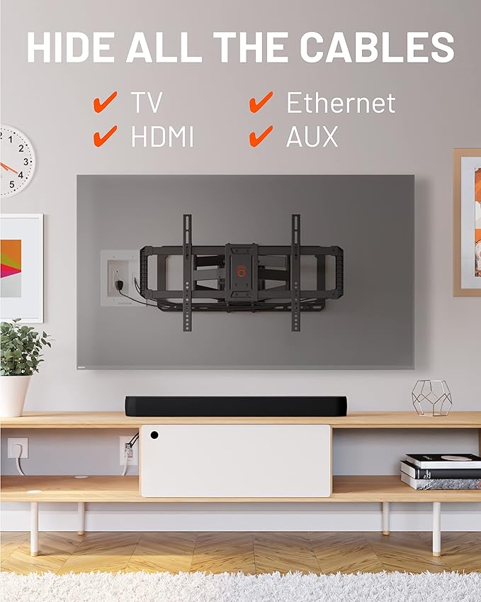 ECHOGEAR TV Cord Hider for Wall Mounted TV – Dual Outlet in-Wall Cable