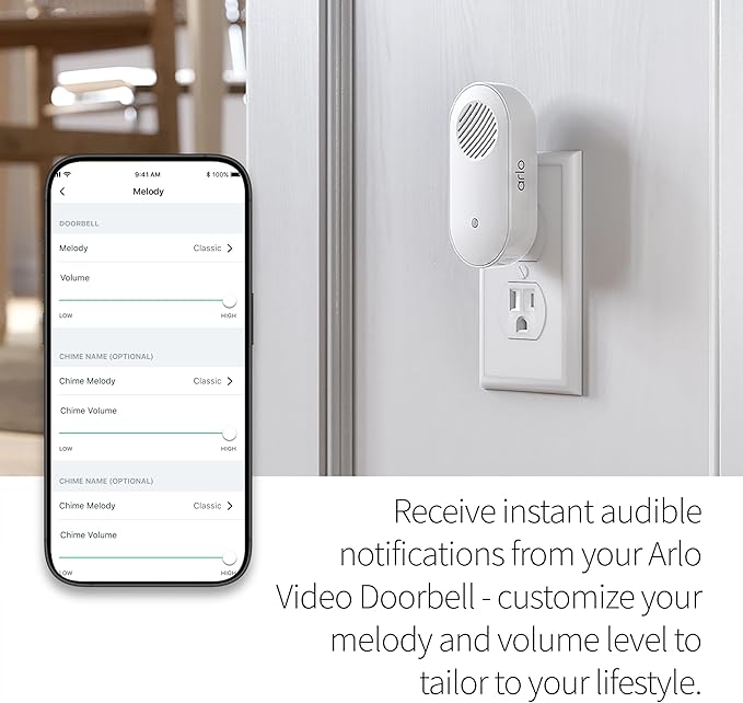 Arlo Chime 2, Built-in Siren, Audible Alerts, Customizable Melodies, Wi-Fi