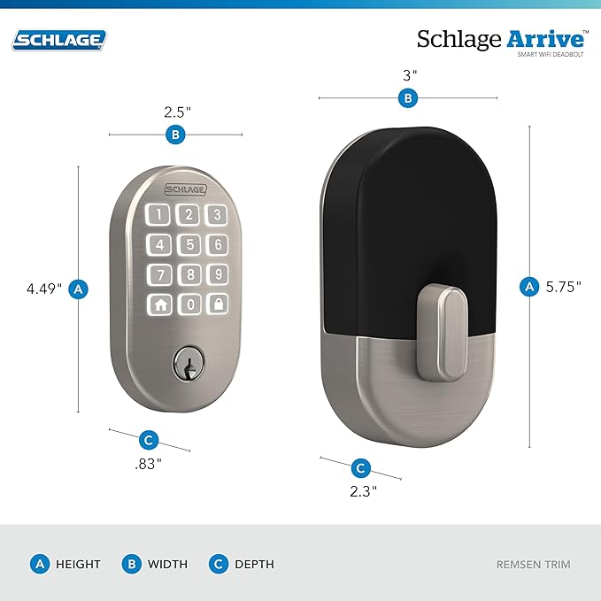 Schlage Arrive WiFi Deadbolt Smart Lock, Keyless Entry Door Lock
