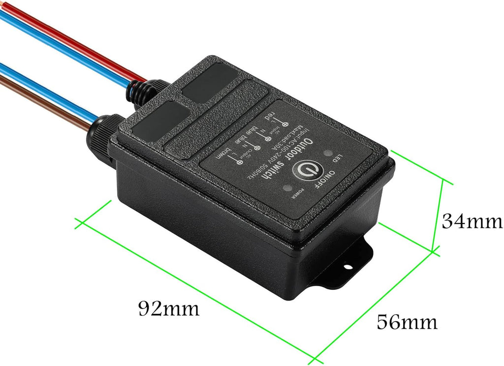 wireless remote control switch dc12v-72v 30a relay remote showing dimensions