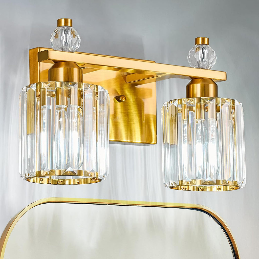 FDPBY Bathroom Vanity Lights 2-Light Gold Modern Crystal Vanity Light Fixtures