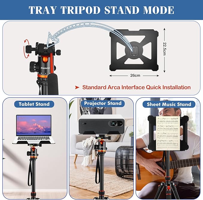 Nietoto Camera Tripods & Projector Stand, 2 in1 Tripod