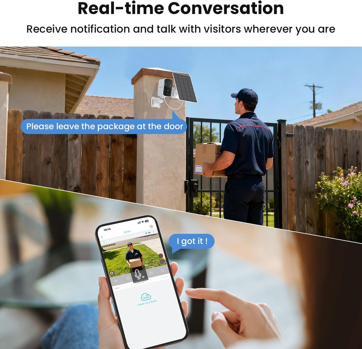 2.4g wifi solar security cameras wireless outdoor, 2k on a desk or shelf